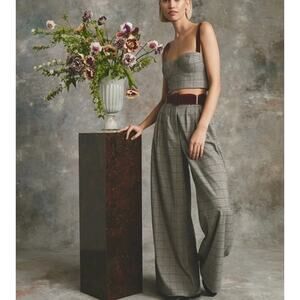 Cara Cara Soho Pants in Hannon Plaid Turtledove Tweed 14 NEW